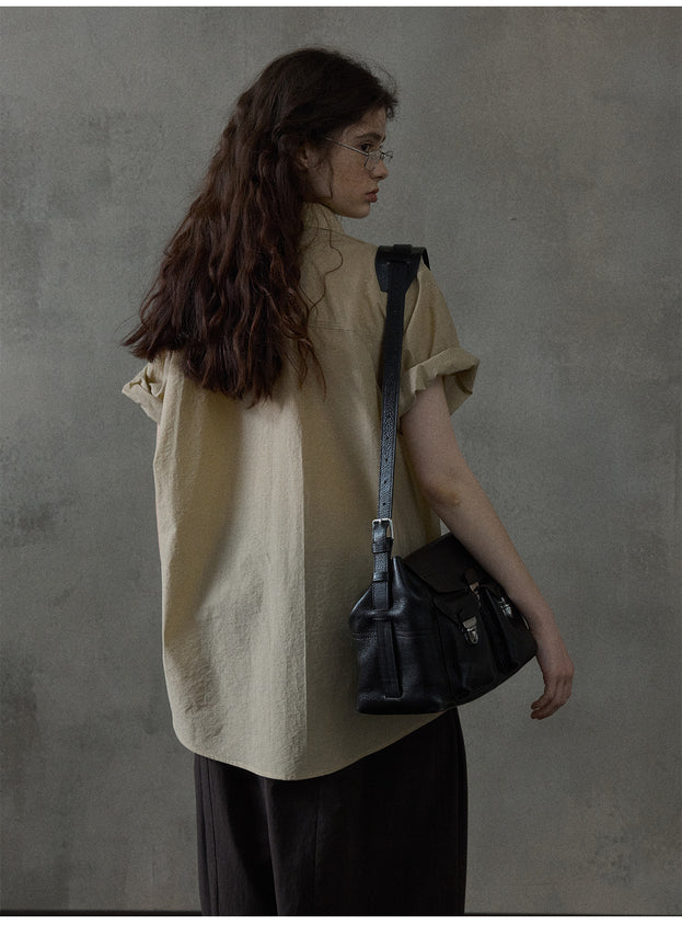 Summer Fashionable Commuting Button Short-Sleeved Simple Women's Top