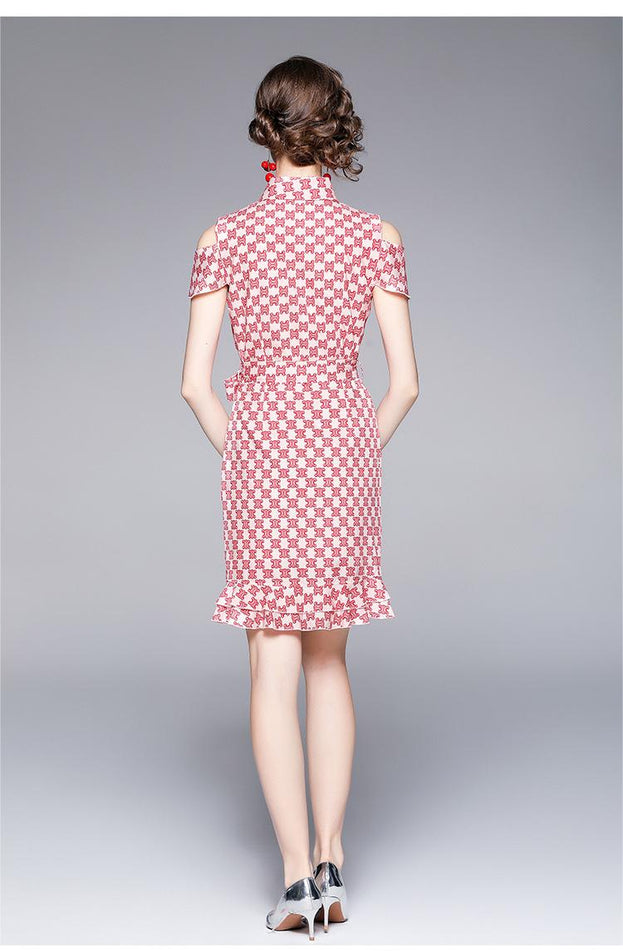 Off-the-Shoulder Peplum Temperament Dress Elegant Slimming Fish Tail Skirt