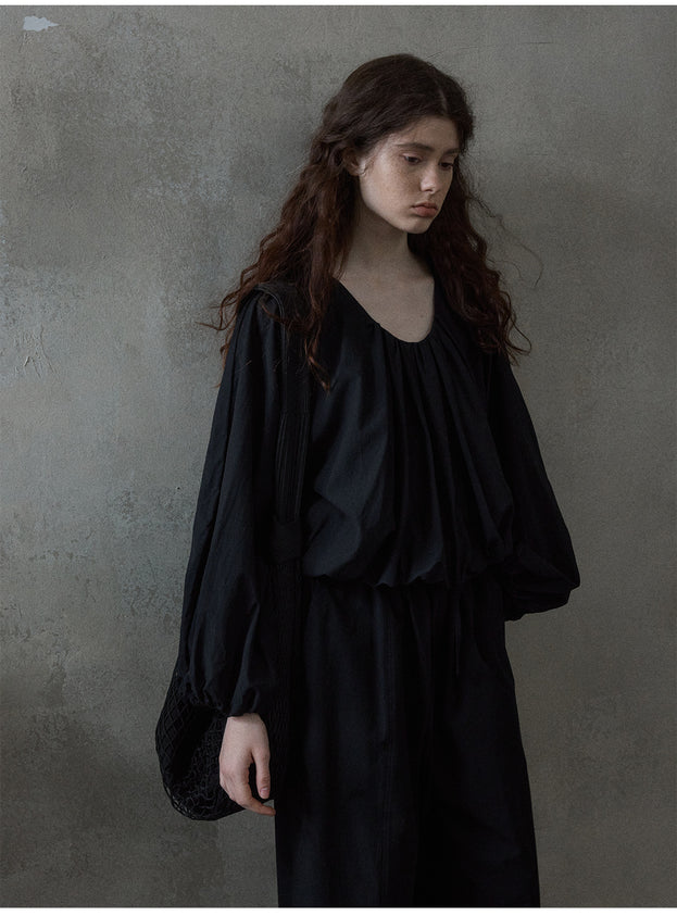 Simple And Fashionable Round-neck Long-sleeved Women Blouse