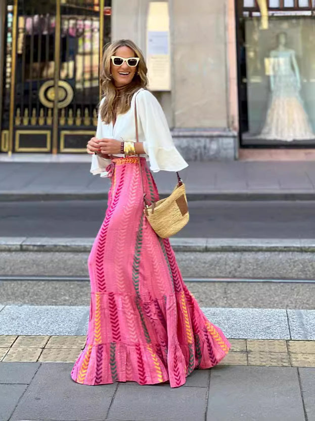 Summer Fashion Sexy Top and Elegant Long Skirt Casual Set for Women