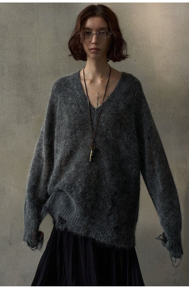 Mohafur Spring Fashion Openwork Fringed Laid-back Knit Wear