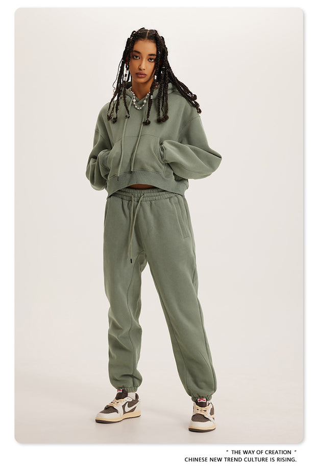 American Retro Hooded Pull-out Thickened Solid-color Fashion Sweatshirt