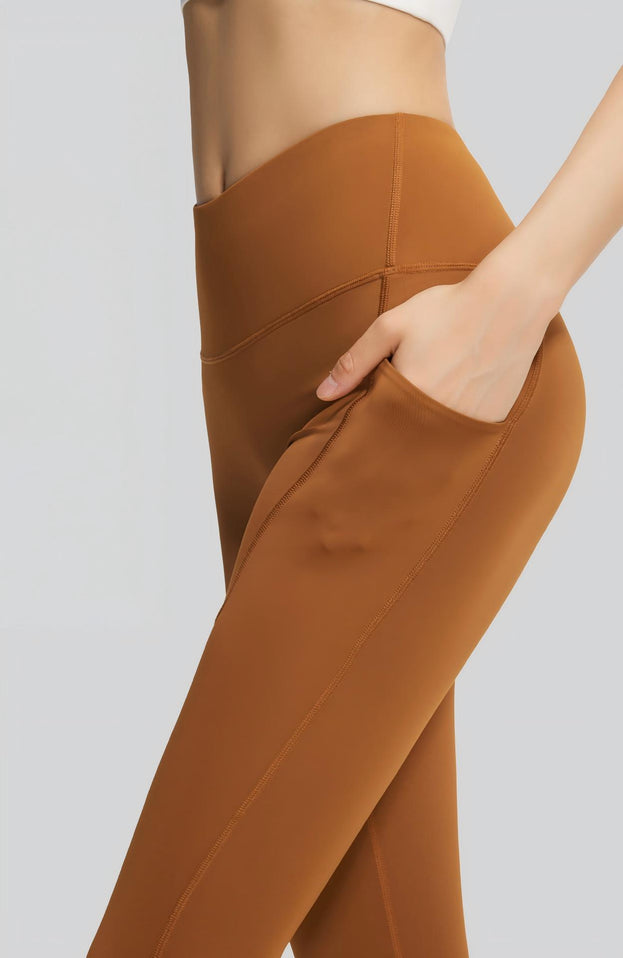 Naked High Waist Skinny Fitness Trousers with Side Pockets