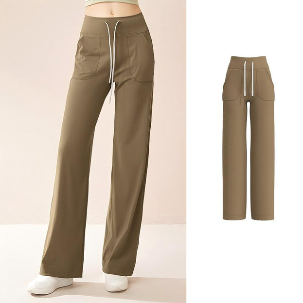 Women's Loose Drawstring High Waist Straight Pants