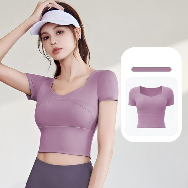 Running Sporty Yoga Top With Built-in Bra Support