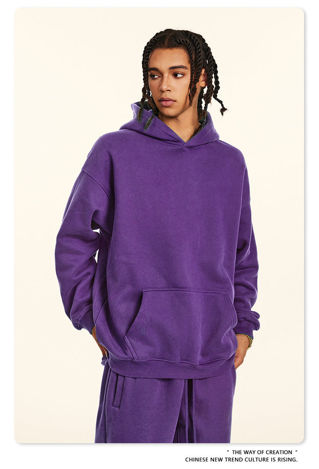 Dopamine Solid-color Fashionable Casual Commuting Youth Hooded Men's Sweatshirt