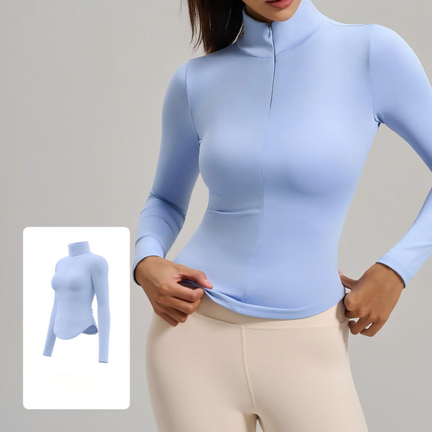 Half-zipper Naked Seamless Breathable Yoga Top for Women