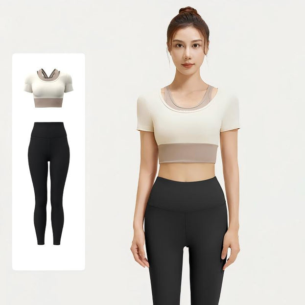 Two-Piece Sports Bra and Yoga Set with Built-in Pads