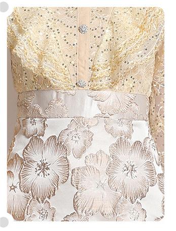 Temperament Lace Patchwork Jacquard Waist slimming A-Line Skirt Dress