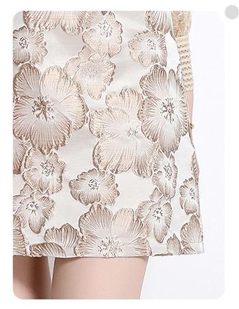 Temperament Lace Patchwork Jacquard Waist slimming A-Line Skirt Dress