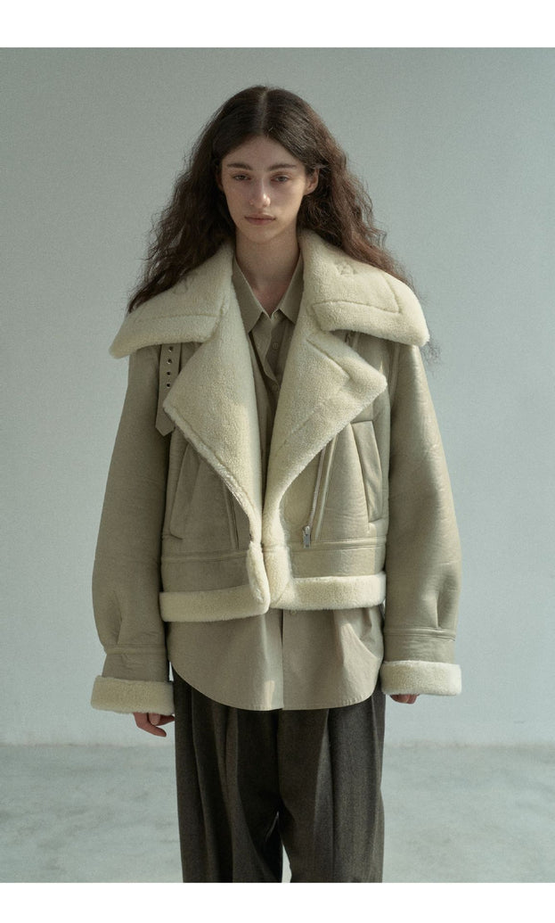 Winter's Heavyweight Fashion PU Fur Granular Warm Plush Women Jacket