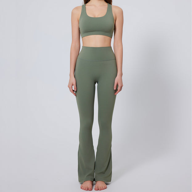Tight-Fitting Sports Yoga Pants With Flared Legs For Women