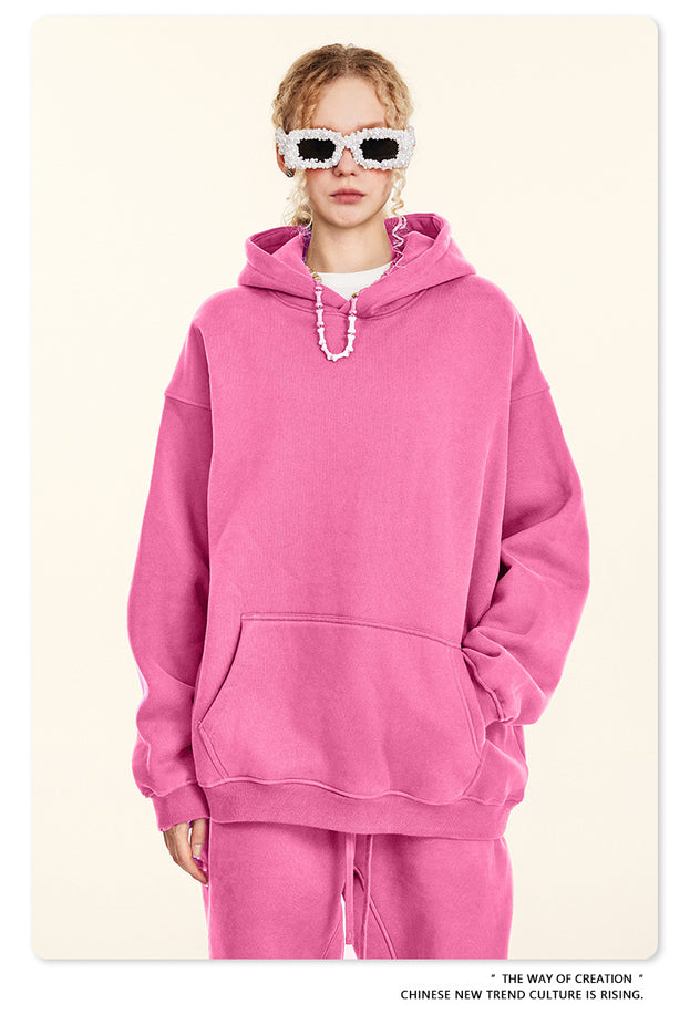 Dopamine Solid-color Fashionable Casual Commuting Youth Hooded Men's Sweatshirt