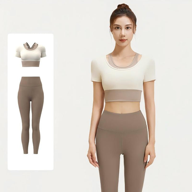 Two-Piece Sports Bra and Yoga Set with Built-in Pads