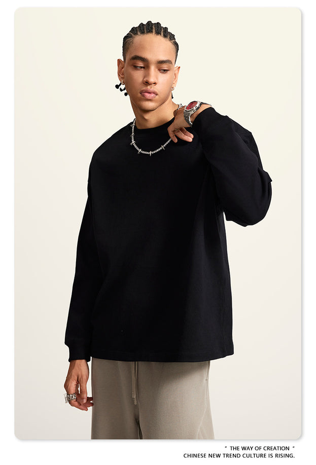 Autumn Solid-color Pure Cotton Loose Commuter Casual Men's T-shirt