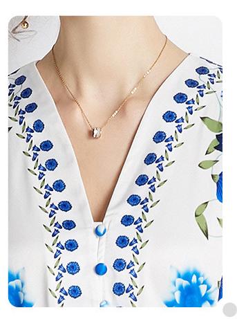 Vintage Fashion Printed Dress Temperament Slim Elegant V-Neck A-Line Skirt