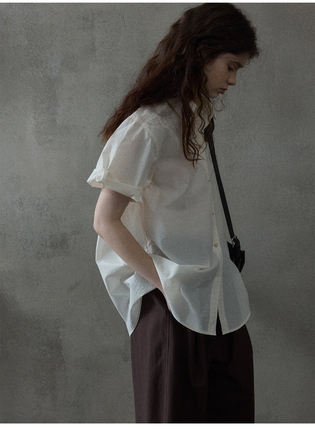 Summer Fashionable Commuting Button Short-Sleeved Simple Women's Top