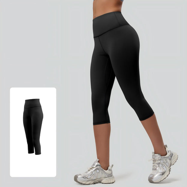 Women's Stretch Sports Hip High Waist Capri Pants Fitness Pants