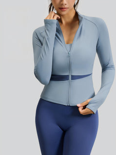 High-Neck Slim-Fit Multi-Color Yoga Jacket