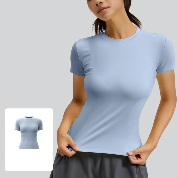 Slim-Fit Sports Tight Round-Neck Yoga T-shirt