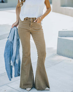 Autumn Fashion Versatile Vintage-Style Slightly Flared Denim Pant for Women