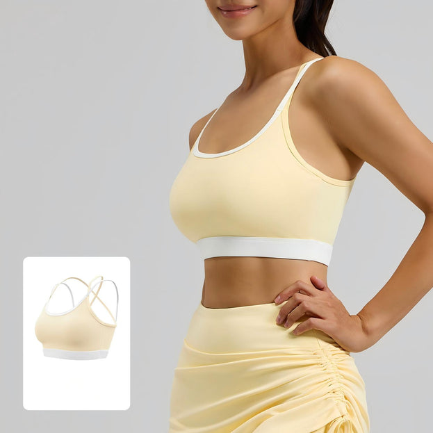 Women's Contrast Cross-Back Sports Underwear