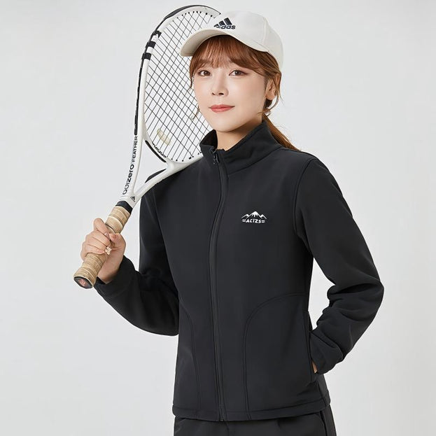 Vertical Collar Zipper Double-sided Fleece Jacket Coat