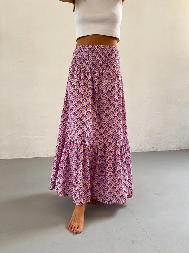 Summer Fashion Versatile Casual Daily A-Line Printed Pleated Skirt for Women