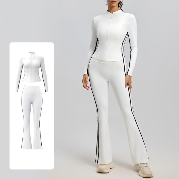 Women's Naked Stretch Striped High Waist Yoga Suit