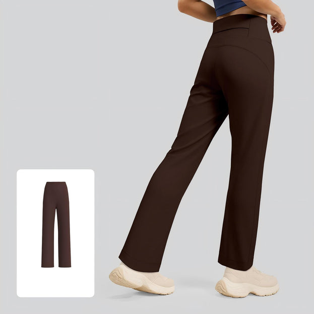 Loose and Straight Yoga Pants with a Waist Pocket