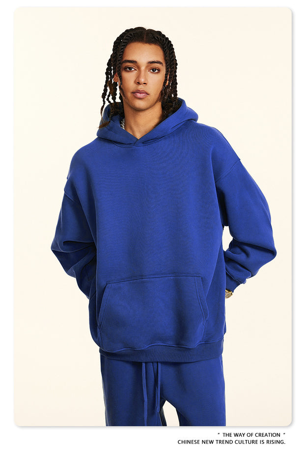 Dopamine Solid-color Fashionable Casual Commuting Youth Hooded Men's Sweatshirt
