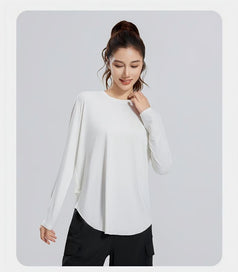 Breathable Loose Ice Silk Yoga Long Sleeve Round Neck Top