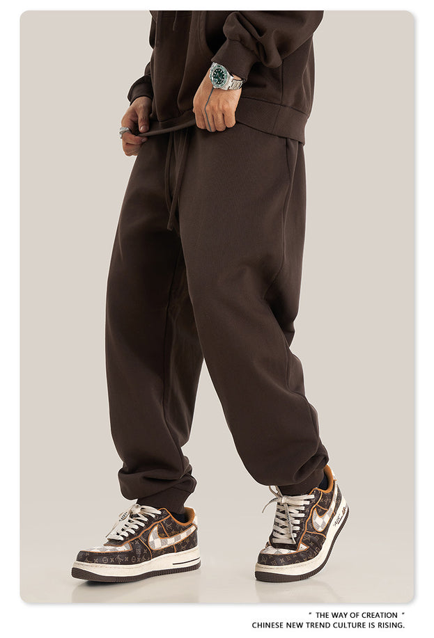 Sporty Drawstring Basic Style Trendy Solid-color Men's Sweatpants