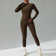 Women's Tight-Fitting Running Yoga Outfit - Jacket And Pants Set