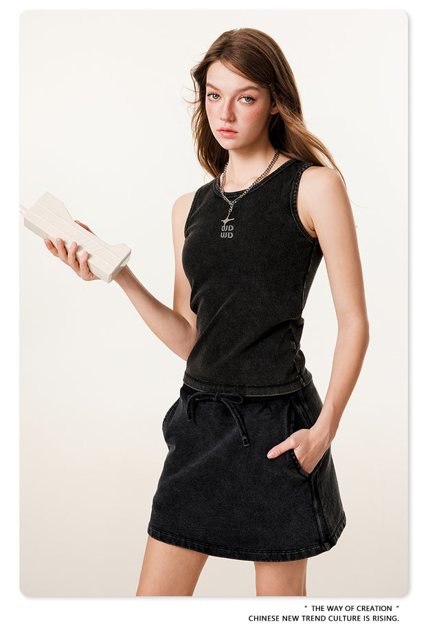 American-style Fashionable Youth Distressed Micro-elastic Three-dimensional Slimming Top