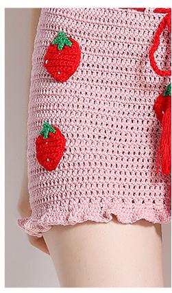 Fashion Three-Dimensional Hook Flower Hanging Neck Wipe ChestVest Suspender and Sexy Package Hip Short Skirt Two Piece Suit