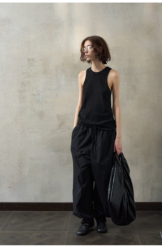 Summer Fashion Trend Round Neck, Solid Color, Pure Cotton Women Top