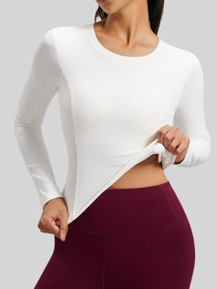 Pleated Figure-Hugging Sports Top With Built-in Bra
