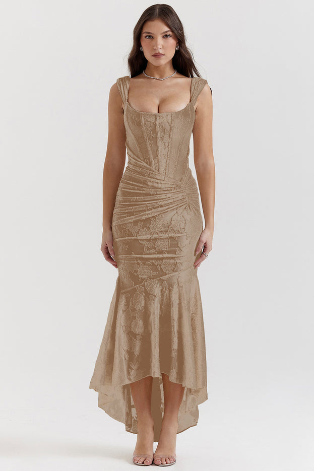 Summer Fashionable Square-Neck Sexy Slim-Fitting Asymmetrical Slip Dress for Women