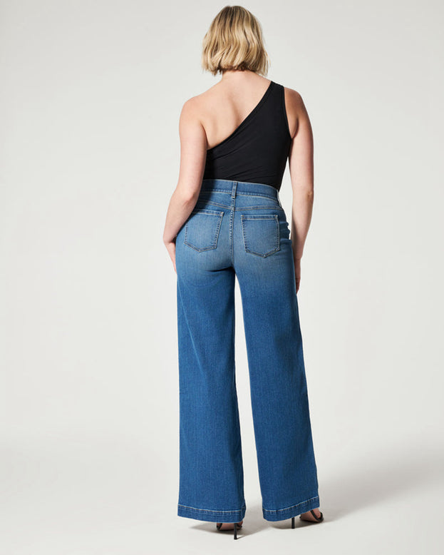 Summer Fashion Versatile Hight-Waist Straight Wide-Leg Denim Pant for Women
