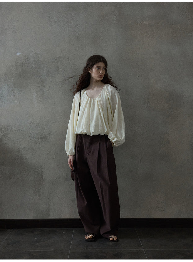 Simple And Fashionable Round-neck Long-sleeved Women Blouse