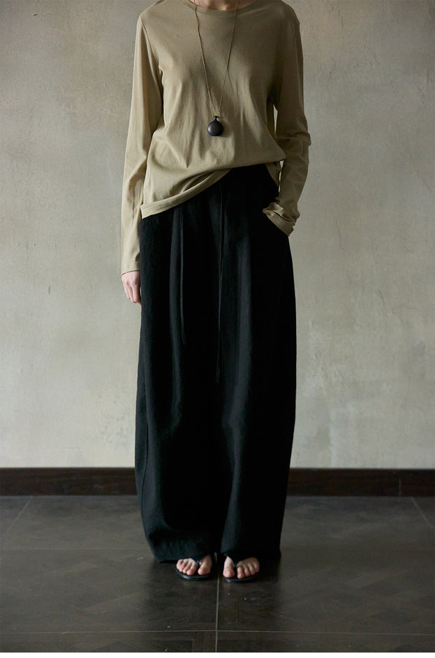 Comfortable And Breathable Linen Elastic Waist Casual Minimalist Commuter Women Pant
