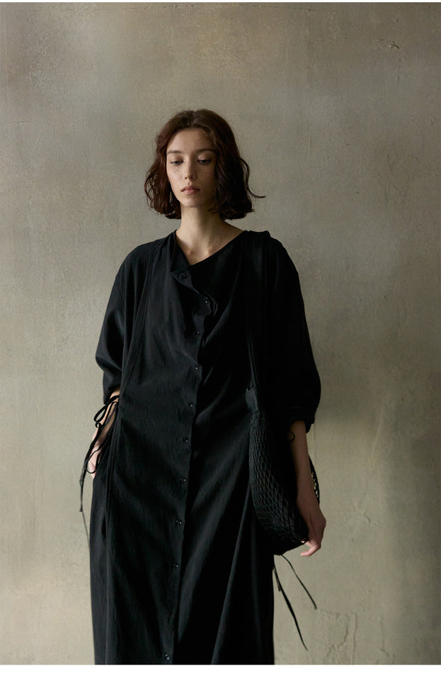 A classic, fashionable and mature Tencel drawstring corset dress