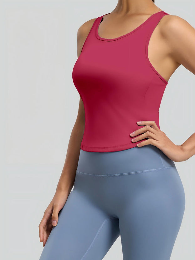 Integrated Round-Neck Sports Vest for Yoga