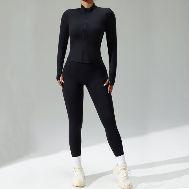 Women's Tight-Fitting Running Yoga Outfit - Jacket And Pants Set