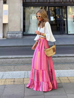 Summer Fashion Sexy Top and Elegant Long Skirt Casual Set for Women