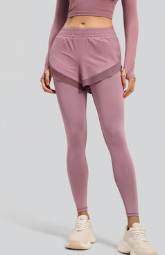 Fake Two-piece Naked Fitness Pants with Pocket for Women
