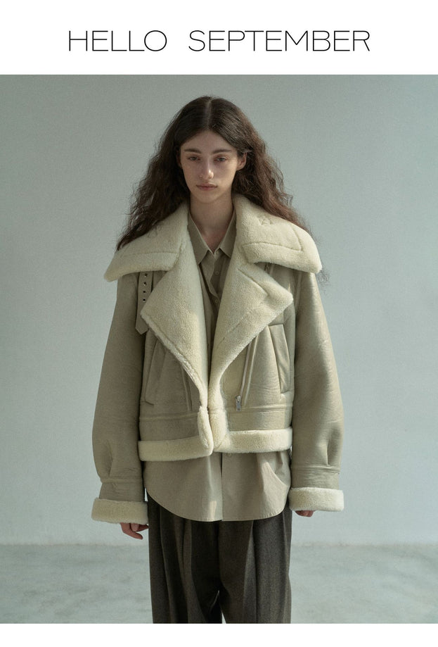 Winter's Heavyweight Fashion PU Fur Granular Warm Plush Women Jacket