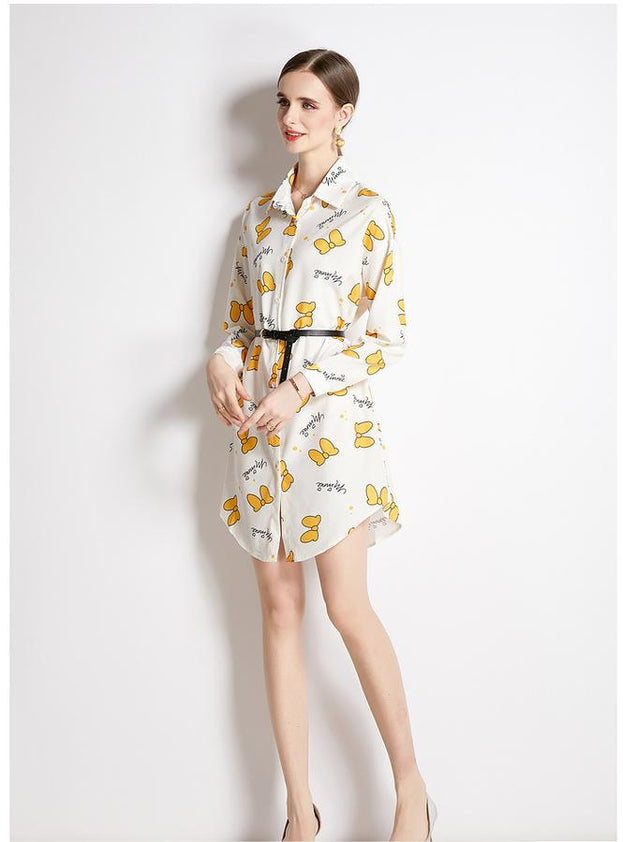 Long-Sleeved Shirt Fashion Slim Vintage Printed Long Shirt