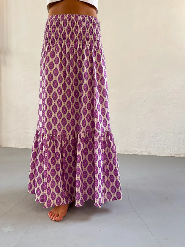 Summer Fashion Versatile Casual Daily A-Line Printed Pleated Skirt for Women